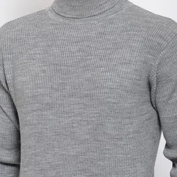 513 Men Solid Turtle Neck Grey Sweater image 4