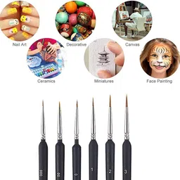 bm retail 6 PCS Detailing Paint Brushes Set for Fine Detailing Round Pointed Tip image 3