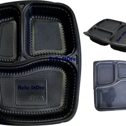 relicstore 3 Compartment Meal Tray with Lid, Microwave Safe, 100% BPA Free Food Grade Dinner Plate-picture-26