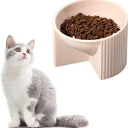 maycreate Elevated Cat Bowl Raised Feeder Reduces Neck Strain with Tilted Design Plastic Pet Bowl-picture-12