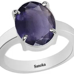 sanoka Certified 4.8 cts or 5.25 ratti Sterling Silver Neeli Lolite Sterling Silver Plated Ring-picture-16