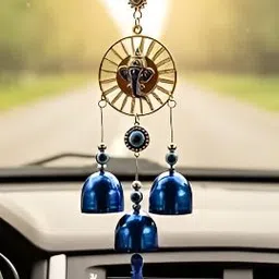 appe Evil Eye Hand Shaped Metal Hanging with Bells Home Door & Car Protection Decor Glass Windchime image 2