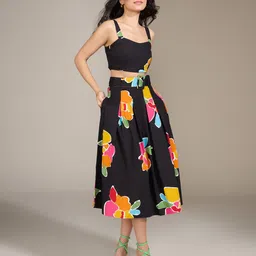 black santara Women Two Piece Dress Black Midi/Calf Length Dress-picture-13