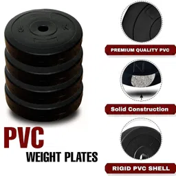 bullar 20 kg PVC Weight Plates with 3ft Curl Rod, 5ft Straight Rod with Accessories Home Gym Combo image 4
