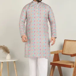 metronaut plus Men Printed Pure Cotton A-line Kurta image 4