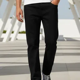 bewakoof Men Straight Fit Mid Rise Black Jeans-picture-13