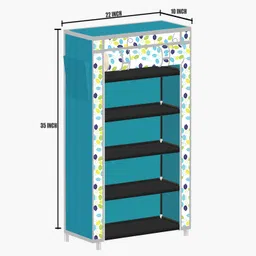 flipkart perfect homes studio 5 Layer Colourful Leav Print PP Collapsible Wardrobe image 3