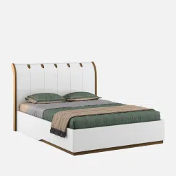 spacewood Kosmo Jupiter King Bed In Gloss White Finish With Hydraulic Storage image 5