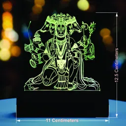 artistic gifts 3D Illusion Color Changing LED Panchmukhi Hanuman Murti Car Dash Indicator Lamp image 4