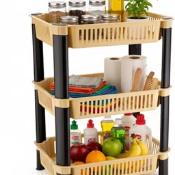 umax Multipurpose Storage Rack Organizer, Plastic Shelf Stand for Kitchen, Office Plastic Kitchen Trolley-picture-10