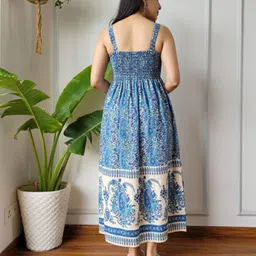 shiv homiefix Women Maxi Blue, Multicolor Midi/Calf Length Dress image 2