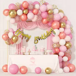 hemito 54 Pc Birthday Decorations Kit Rose Gold Balloon Birthday Banner for Girls, Kids-picture-25