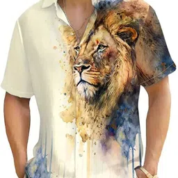 zeeyneex Men Regular Fit Animal Print Spread Collar Casual Shirt image 4