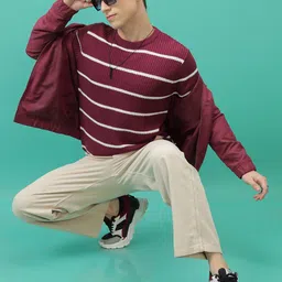 highlander Men Woven Round Neck Red Sweater image 3