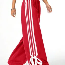 style beurua Women Striped Red Track Pants image 3