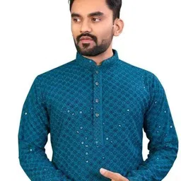 metro traders Men Silk Blend Kurta Pant Set image 1