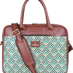 Deborah 15.6 inch Laptop Bag For Women Printed Handicraft Fabric (White) Messenger Bag-image-76