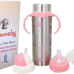 Stainless Steel Baby Feeding Bottle for Milk, Water with Silicone Nipple, Sipper - 240 ml-image-71