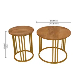 myoon Golden Elegance Metal Side Table in Gold Finish image 2