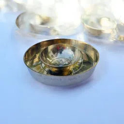 Laddu Gopal Bhog Thali Set With Diya Brass-image-37