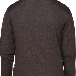 raymond Men Self Design V Neck Brown Sweater image 4