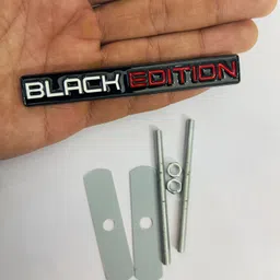 auto mt Black White Red Black Edition Grill Metal Sticker 10.2cmx1.4cm Car Metal Spring Leaf image 1