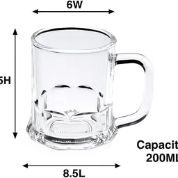 1st time (Pack of 2) Stylish Transparent Glass Mug With Handle, Pack Of 2 -A18 Glass Set Beer Glass image 5