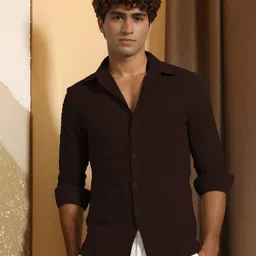 metronaut Men Regular Fit Solid Spread Collar Casual Shirt-picture-15