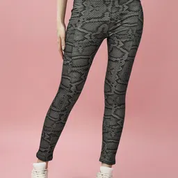 poojaran Printed Women Black Tights-picture-17