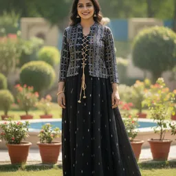 ftdiva Embellished Viscose Rayon Stitched Flared/A-line Gown-picture-30