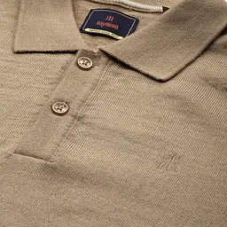 raymond Men Solid Collared Neck Beige Sweater image 2