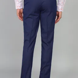 park avenue Men Regular Fit Dark Blue Polyester Trousers image 4