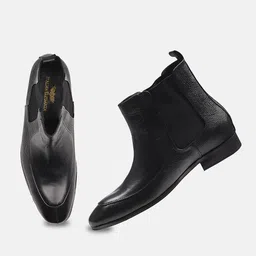 ITALIAN ELEGANZA Men Textured Leather Chelsea Boots-picture-11