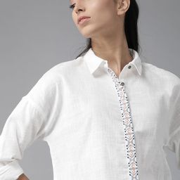 Roadster Women White Pure Cotton Regular Fit Solid Casual Shirt-picture-36