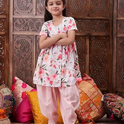 pspeaches ROJAA Girls Floral Printed Regular Kurta With Dhoti Pants-picture-58