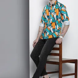 The Indian Garage Co Men Slim Fit Opaque Printed Shirt-picture-31