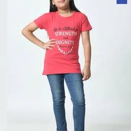 BAESD Girls Pack of 2 Typography Printed Applique T-shirt-image-46