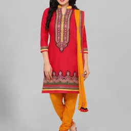 Kvsfab Red Embroidered Unstitched Dress Material-picture-12