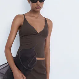 MANGO Shoulder Straps Empire Crop Top-image-0