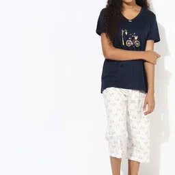 De-Nap Navy Blue Graphic Capri Set W-CS5937-image-83