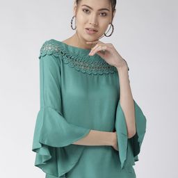 Style Quotient Women Green Solid A-Line Top-picture-1