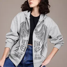 The Roadster Lifestyle Co. Women Printed Hooded Relaxed Sweatshirt-image-64