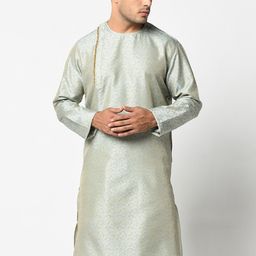 DEYANN Men Blue & Cream-Coloured Solid Kurta with Pyjamas-picture-26