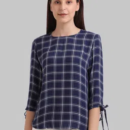 Parx Women Blue Checked Top-picture-17