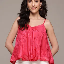 Label Ritu Kumar Self Design Jaquard A-Line Top Top-picture-53