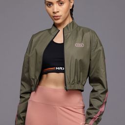 HRX by Hrithik Roshan Striped Windcheater Crop Training or Gym Sporty Jacket-image-49