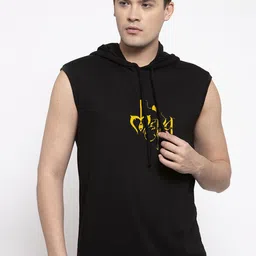 Friskers Men Black Printed Hood T-shirt-image-51