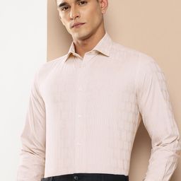 INVICTUS Pure Cotton Self Design Slim Fit Textured Formal Shirt-picture-20