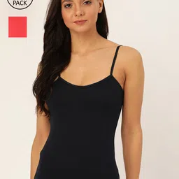 Lady Lyka Women Navy Blue Solid Pack of two Camisole-image-46
