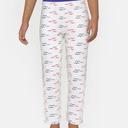 SINI MINI Girls White & Blue Printed Lounge Pants-picture-41